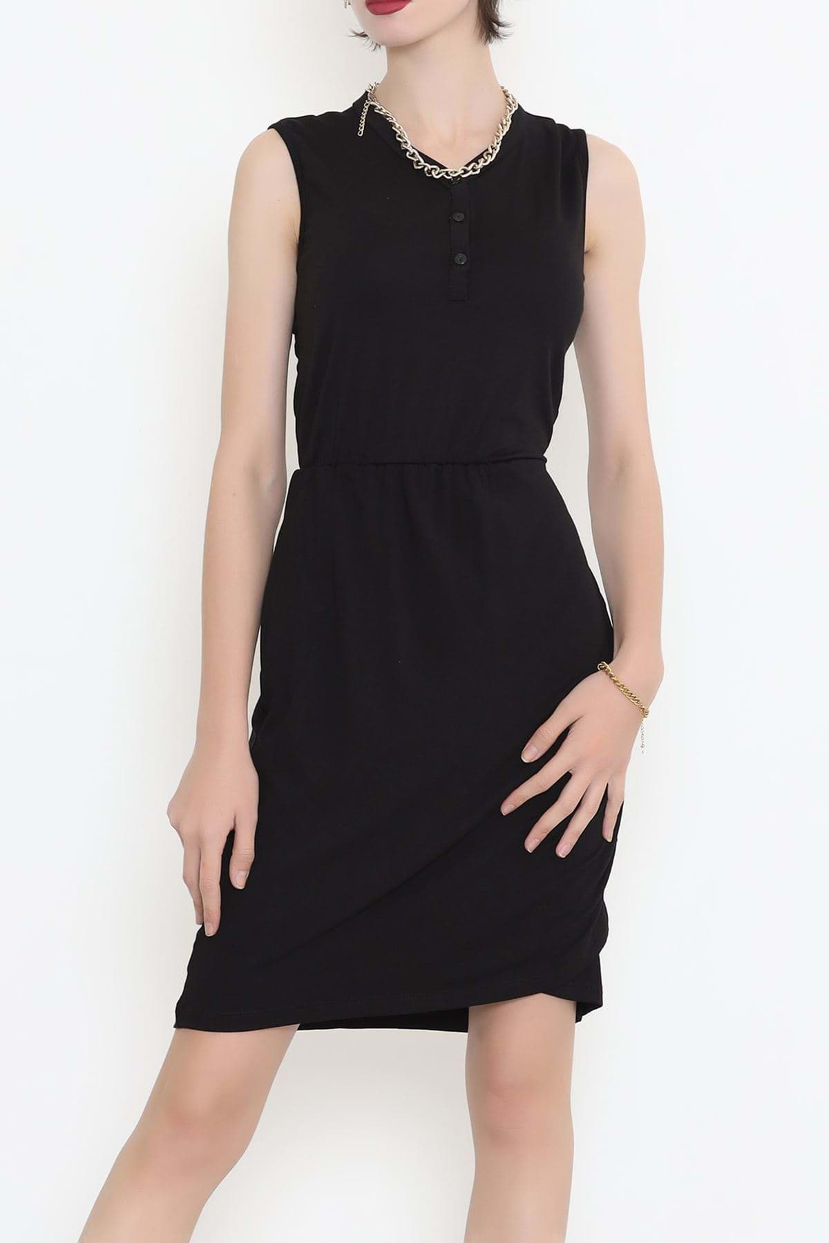 Picture of Buttoned waist rubber dress black - 1283.1256.