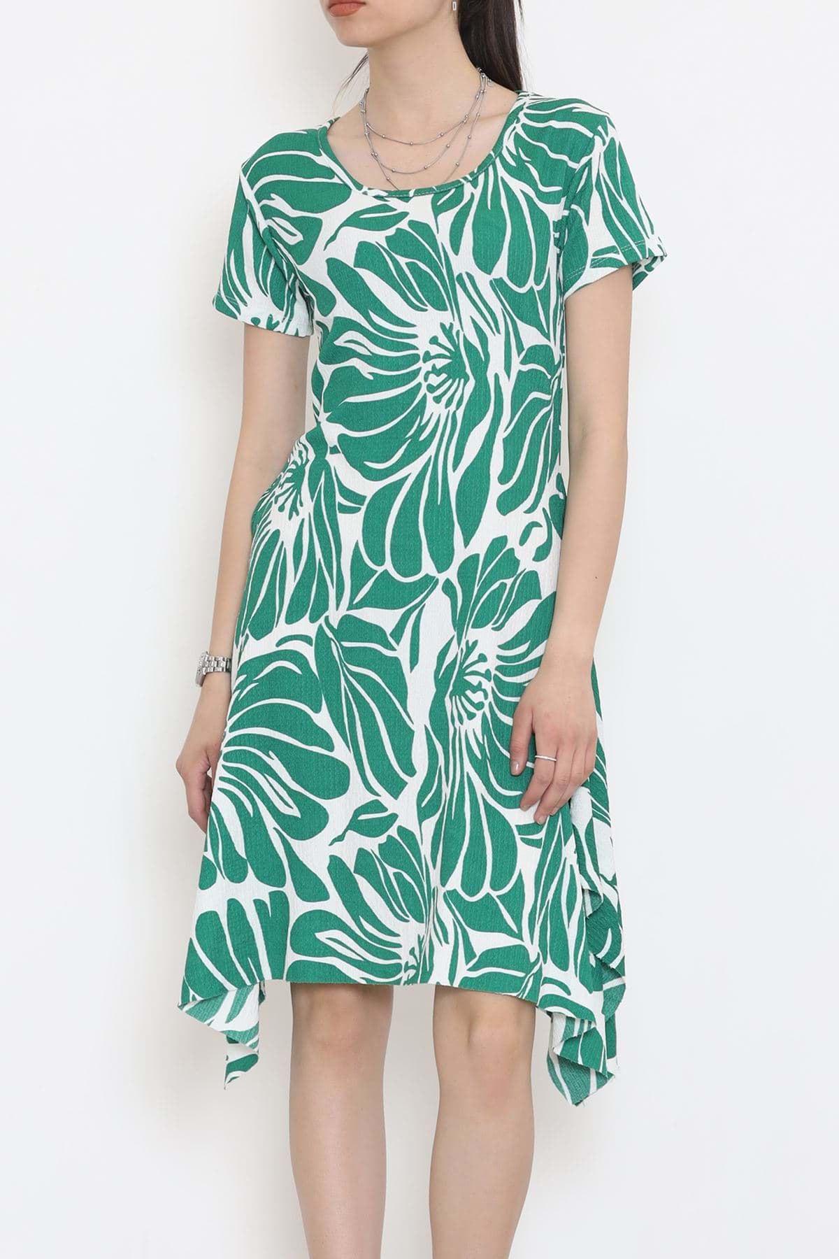 Picture of Cycling collar asymmetric dress emerald - 2488.555.