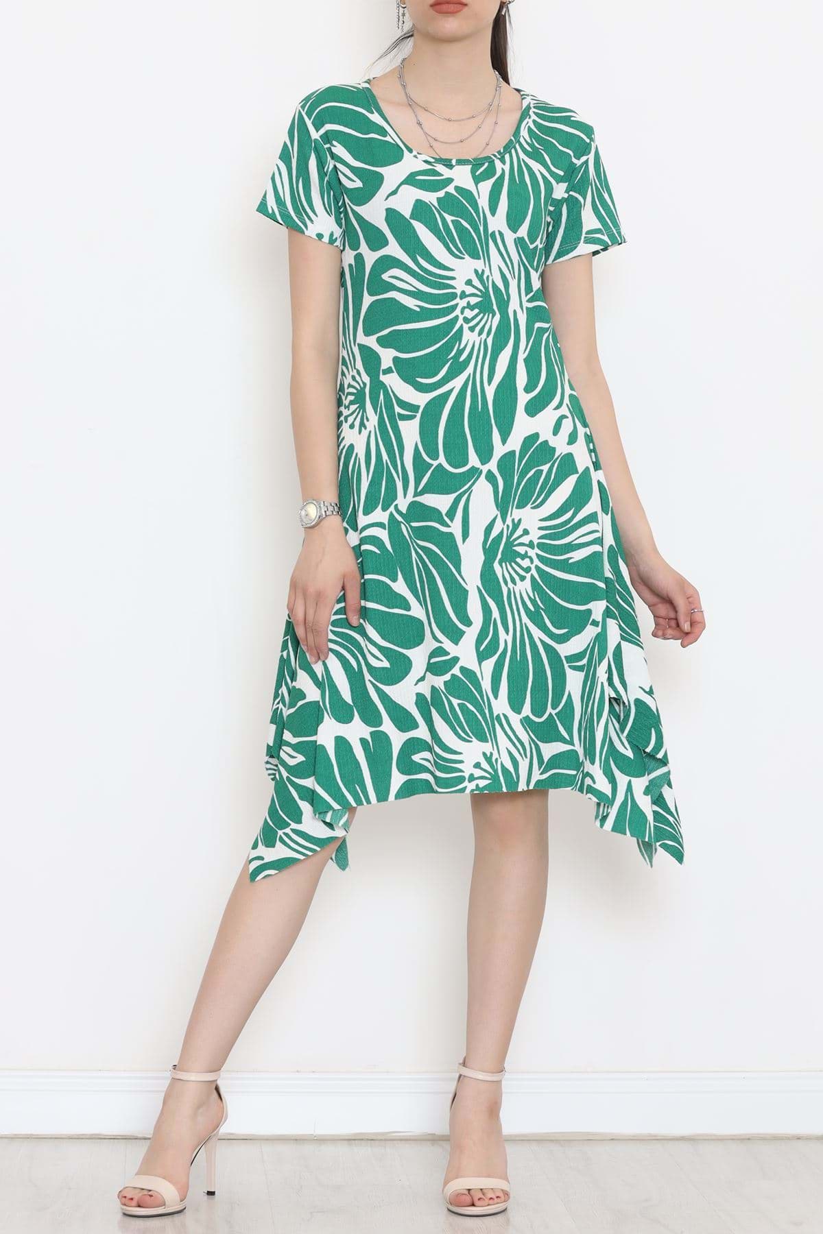 Picture of Cycling collar asymmetric dress emerald - 2488.555.