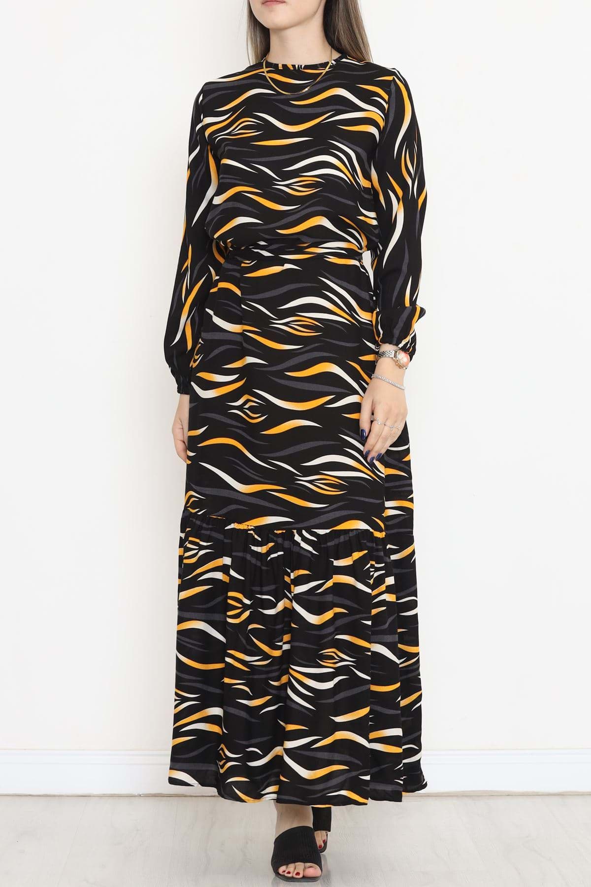 Dokuma Kuşaklı Viskon Elbise Siyah - 18557.1778. resmi