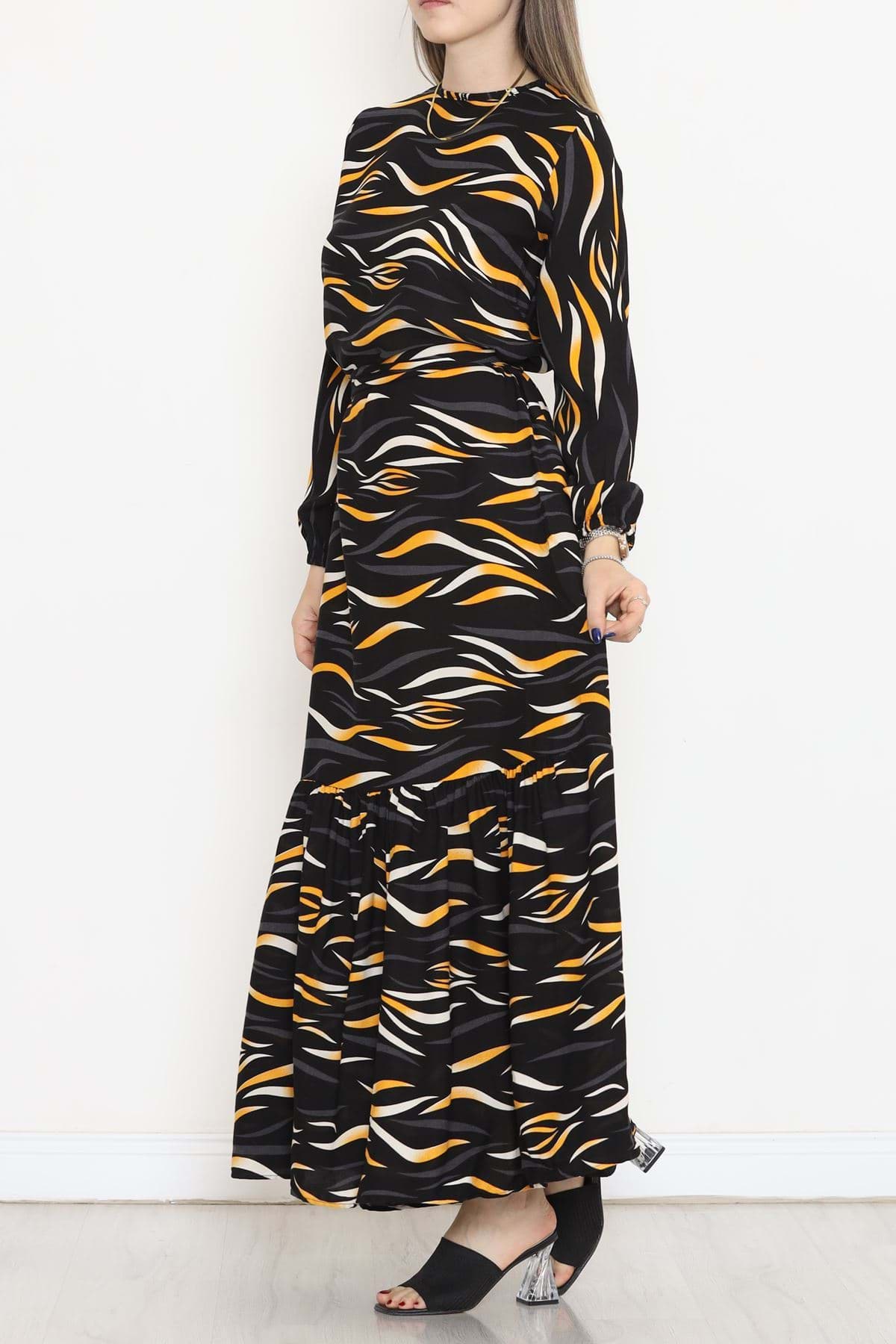 Dokuma Kuşaklı Viskon Elbise Siyah - 18557.1778. resmi