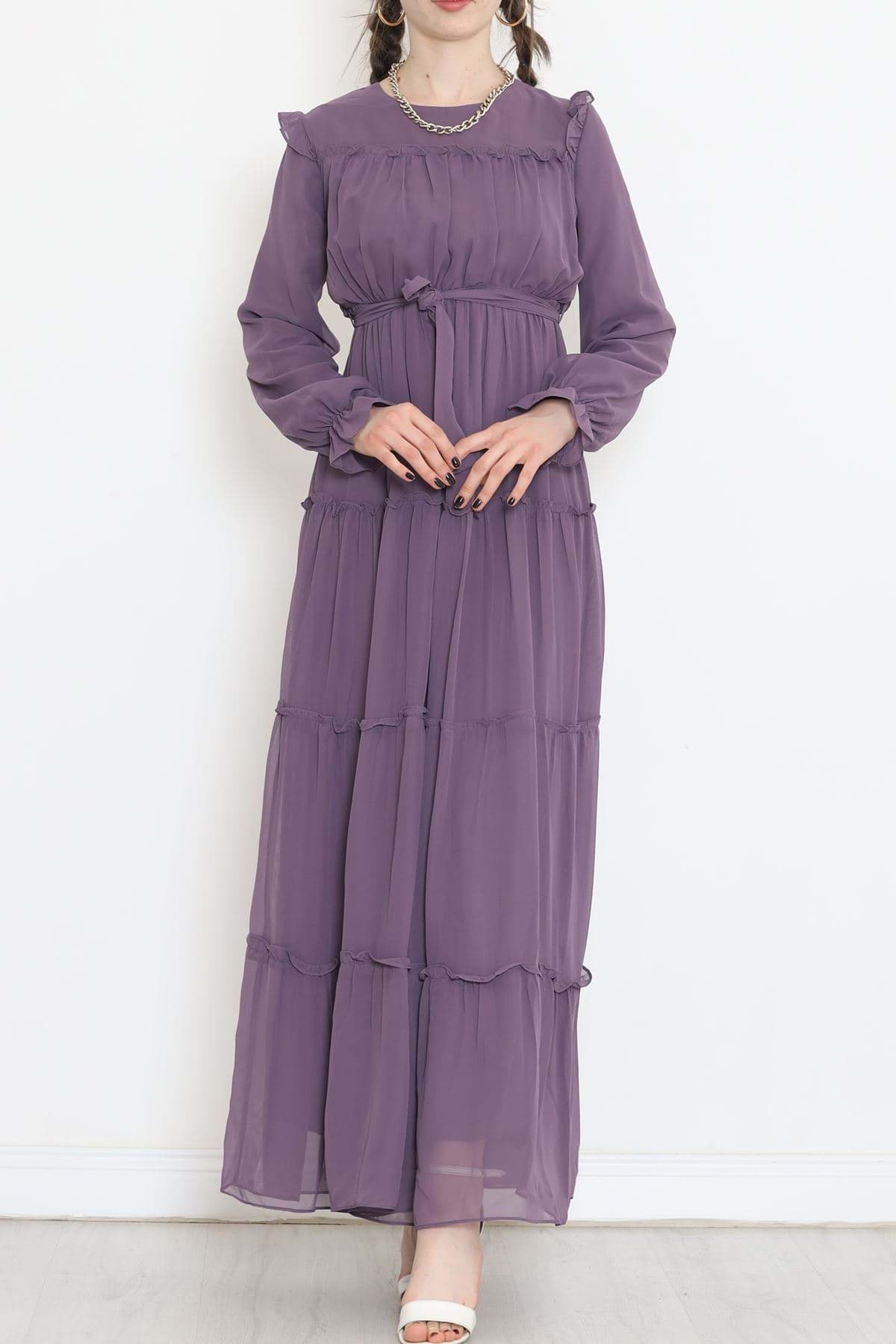 Şifon Elbise Mor - 5095.1322. resmi