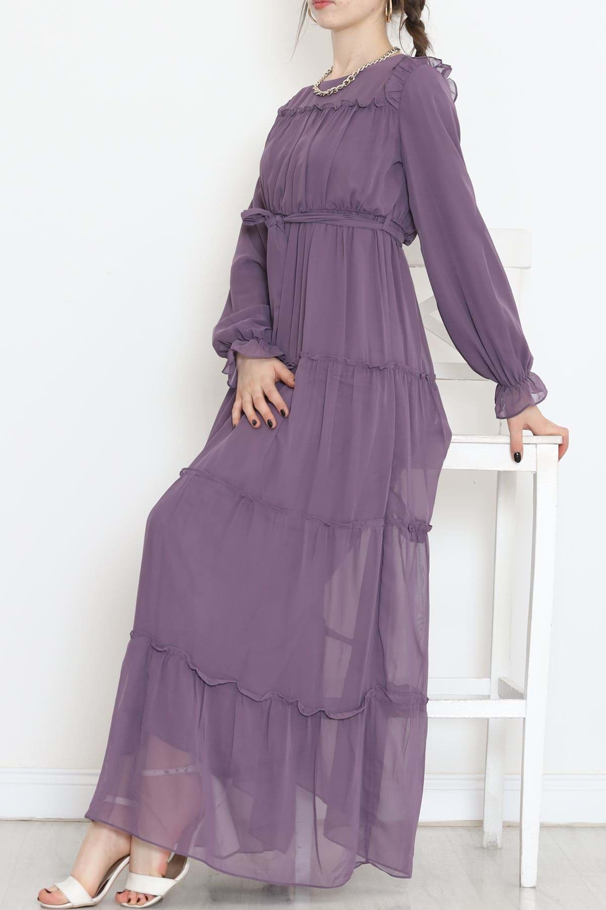 Şifon Elbise Mor - 5095.1322. resmi