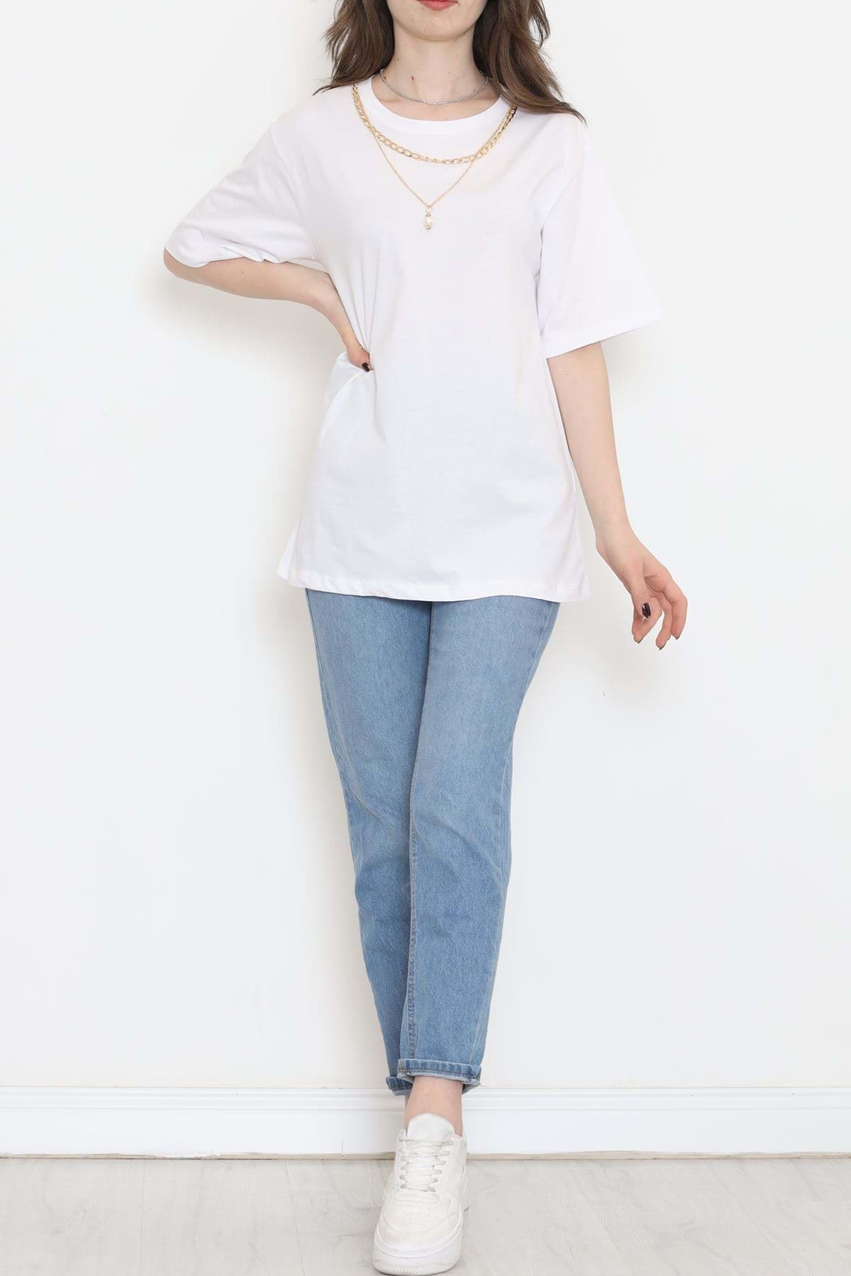 Kolye Detaylı Tişört Beyaz - 2520.555. resmi