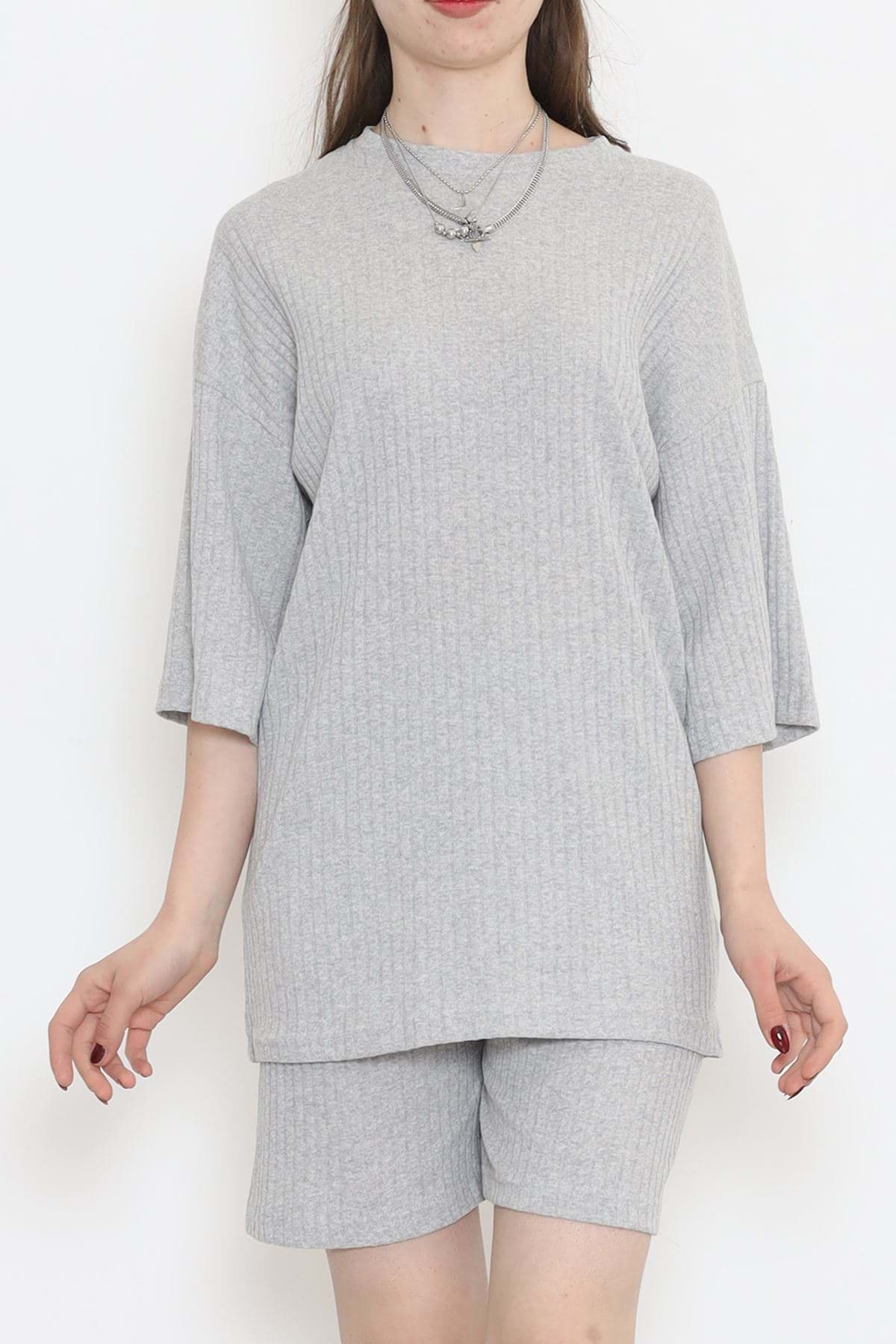 Fitilli Şortlu Takım Gri - 18475.1567. resmi