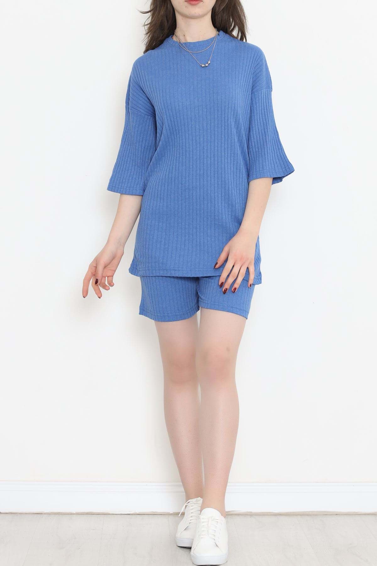 Bisiklet Yaka Şortlu Takım Açıkmavi - 11552.1567. resmi