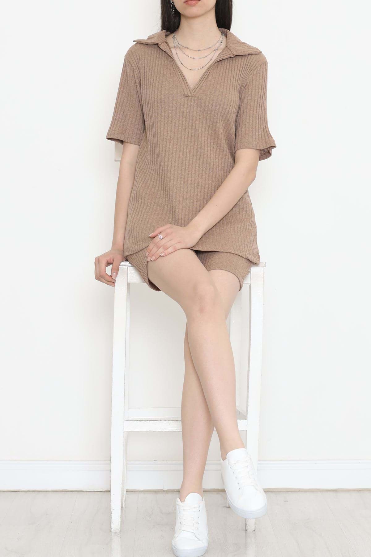 Polo Yaka Şortlu Takım Sütlükahve - 11259.1567. resmi