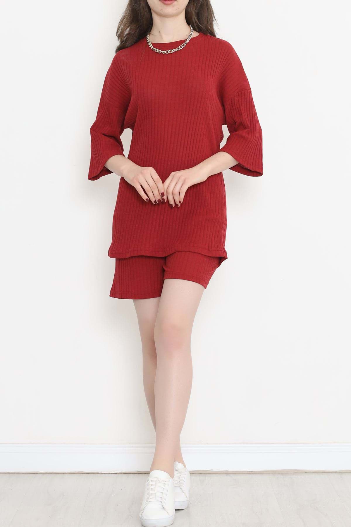 Fitilli Şortlu Takım Bordo - 18475.1567. resmi