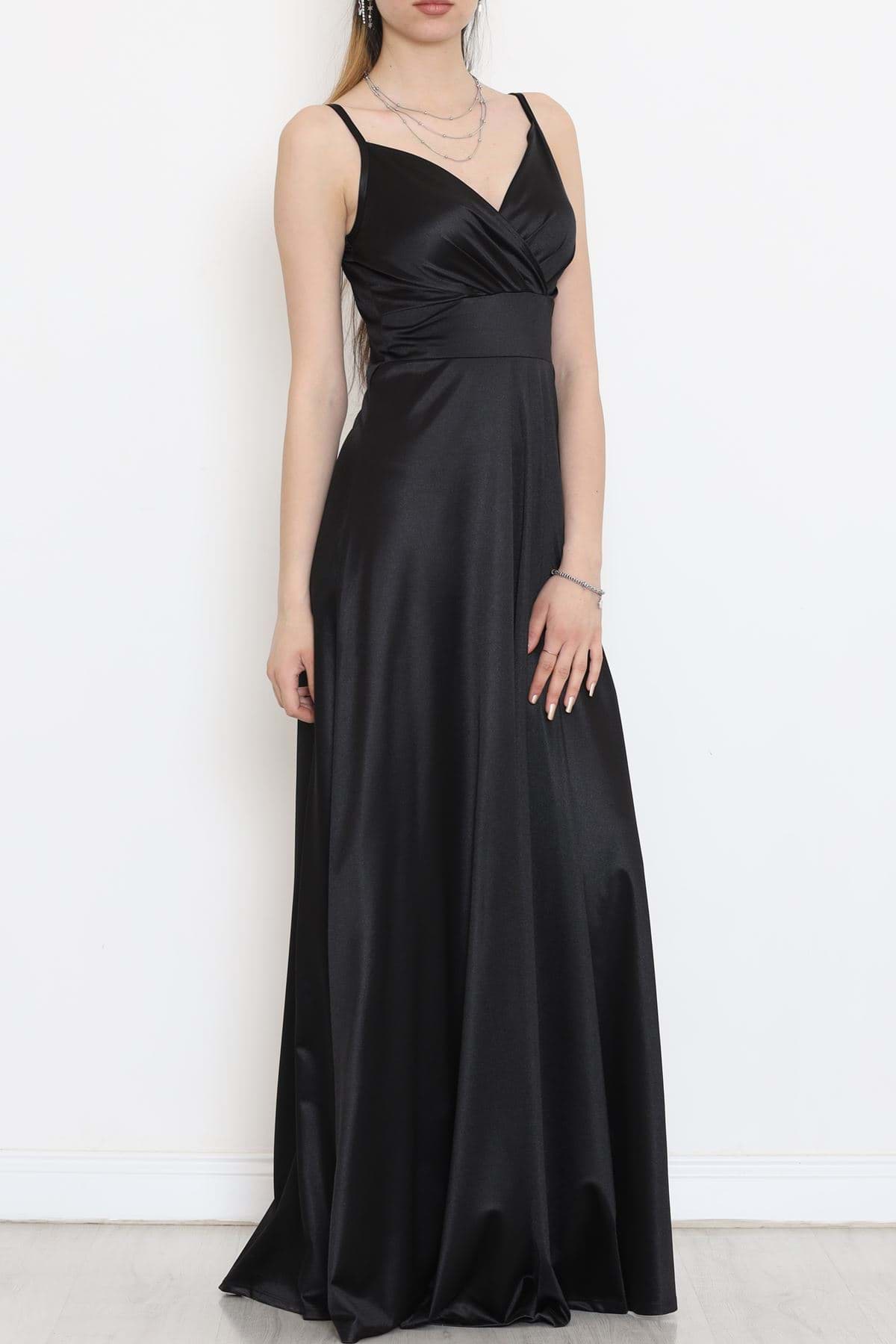 İp Askılı Saten Elbise Siyah - 582151.1592. resmi