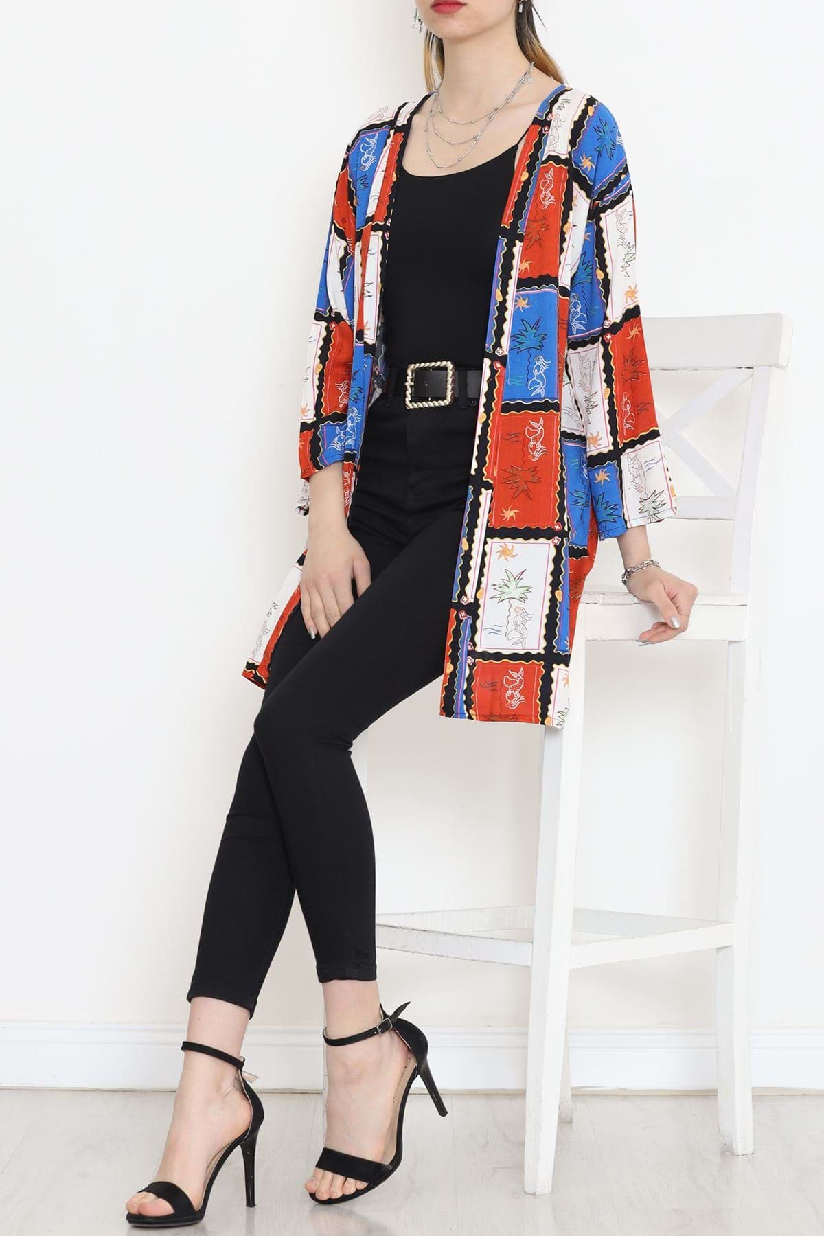 Desenli Kimono Kiremit - 1658.1095. resmi
