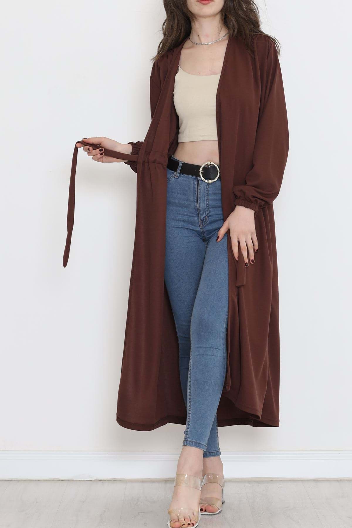 Beli Kemerli Kimono Kahve - 10013.1778. resmi